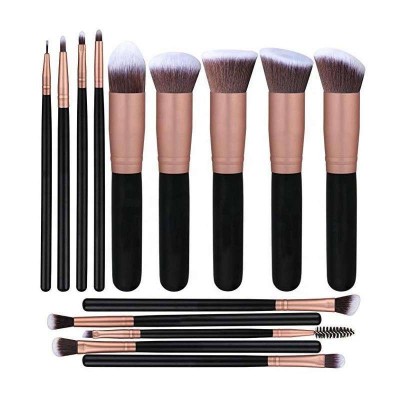 vegan black handle wood clear handle private label kit professional synthetic hair make up makeup brush set