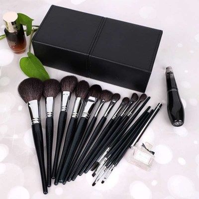 XLHT-090 15pcs professional premium fluffy natural hair little waist makeup brushes set with PU bag for make up artist