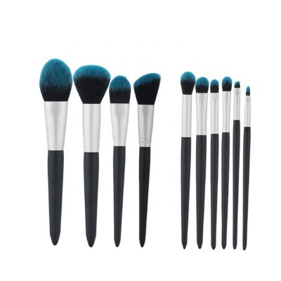 2020 10pcs cosmetics tool piece black private label makeup brush set with bag