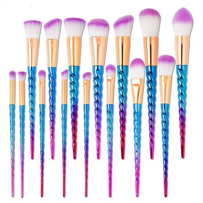 15pcs colorful cruelty free synthetic hair vegan colorful beauty flat make up makeup brush set