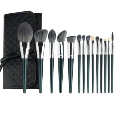 14 Pcs Quality New Brown Make Up Make-up Purple Green Makeup Brush Set Kit